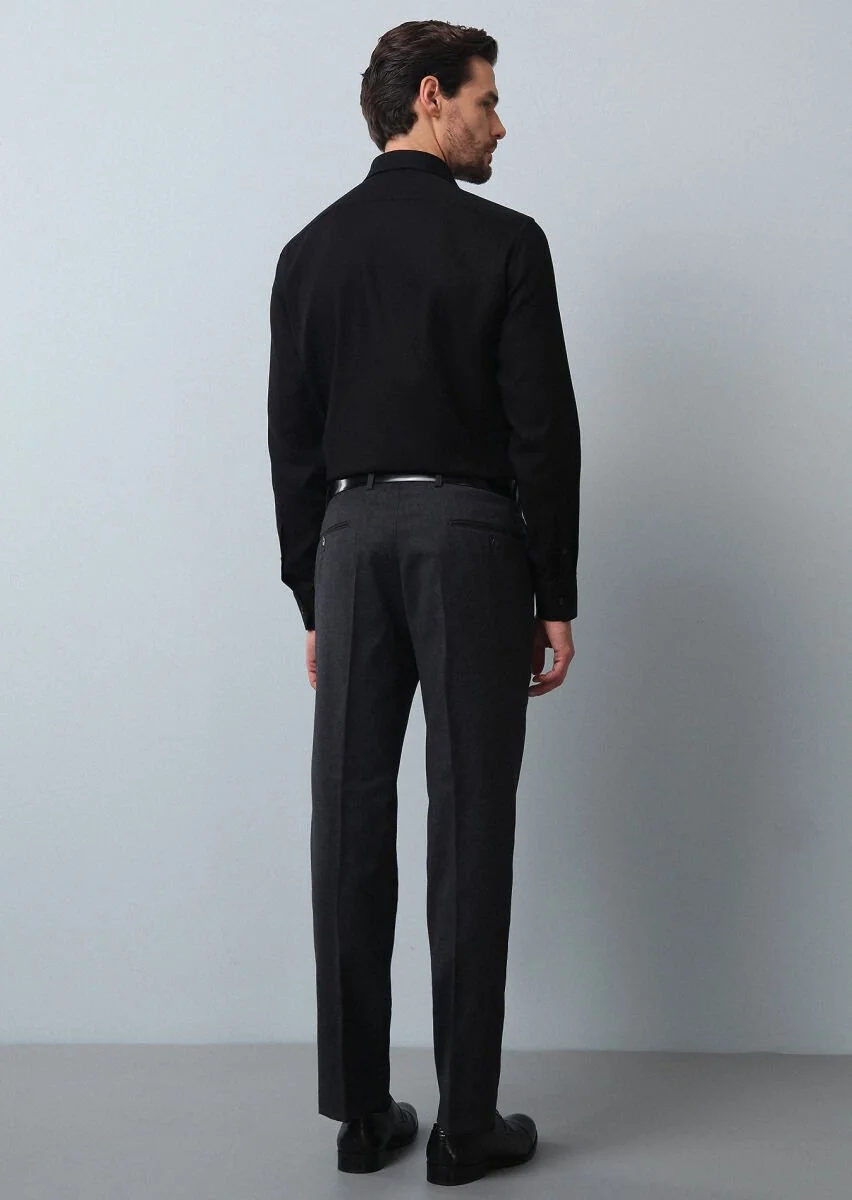 Hard Coal Weaving Regular Fit Classical 100% Wool Trousers - 5
