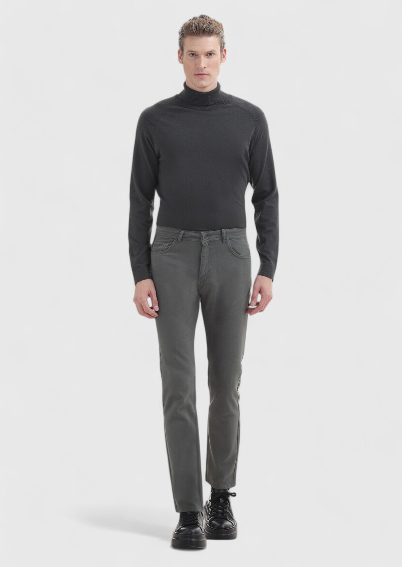 Hard Coal Weaving Slim Fit Casual 100% Cotton Trousers - 1