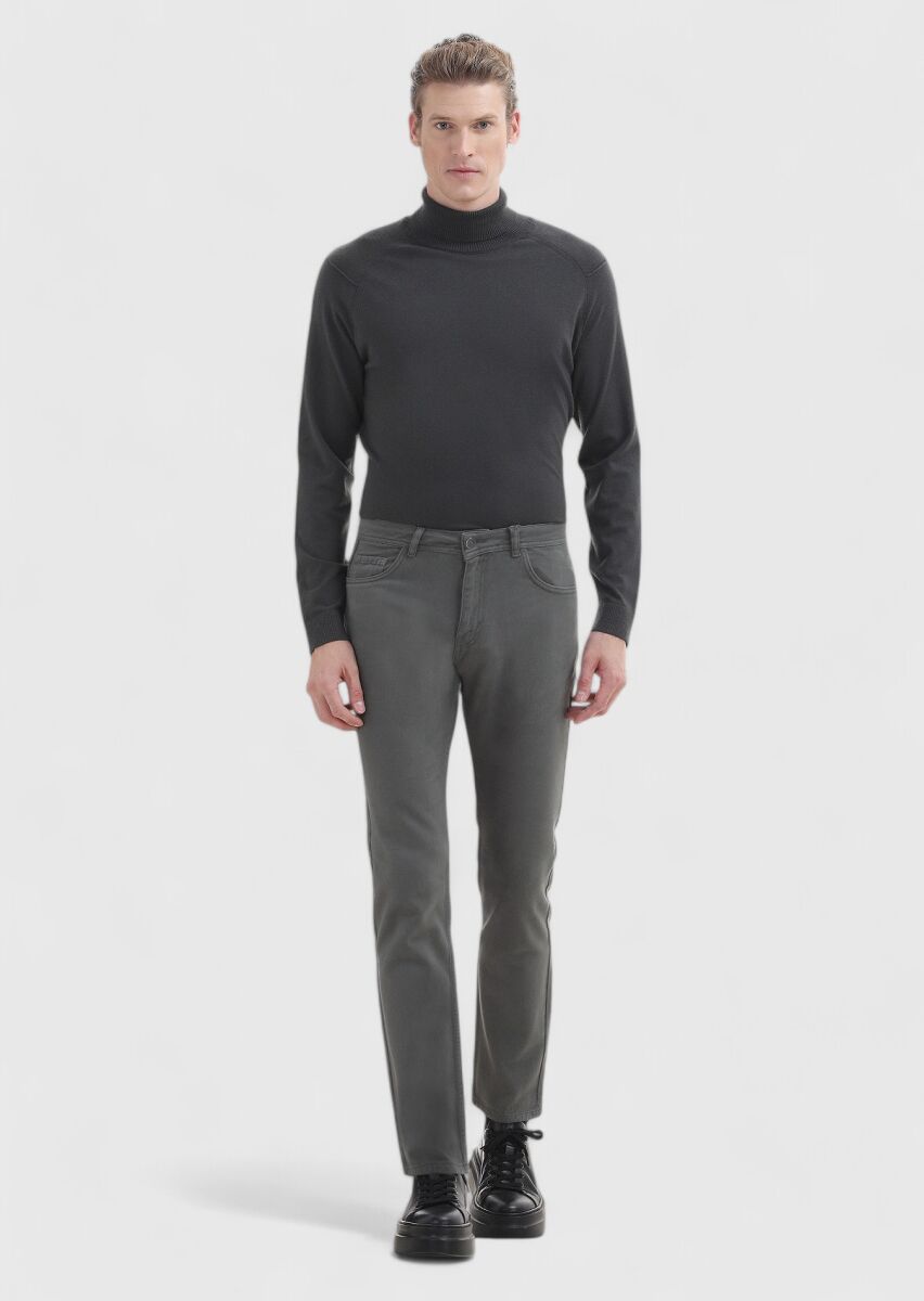 Hard Coal Weaving Slim Fit Casual 100% Cotton Trousers - 1