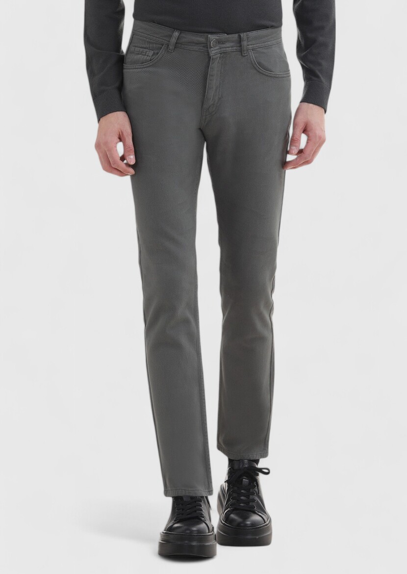 Hard Coal Weaving Slim Fit Casual 100% Cotton Trousers - 2