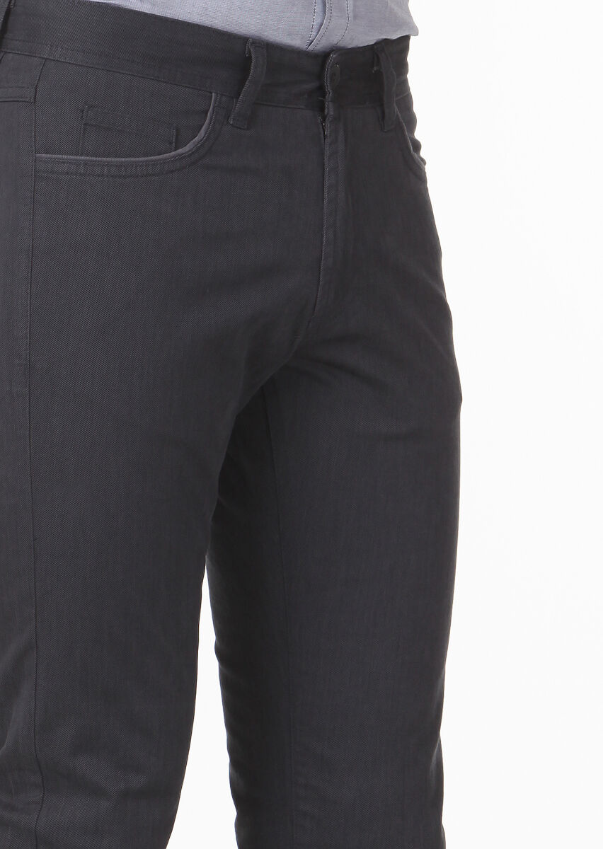Hard Coal Weaving Slim Fit Casual Cotton Blended Trousers - 3