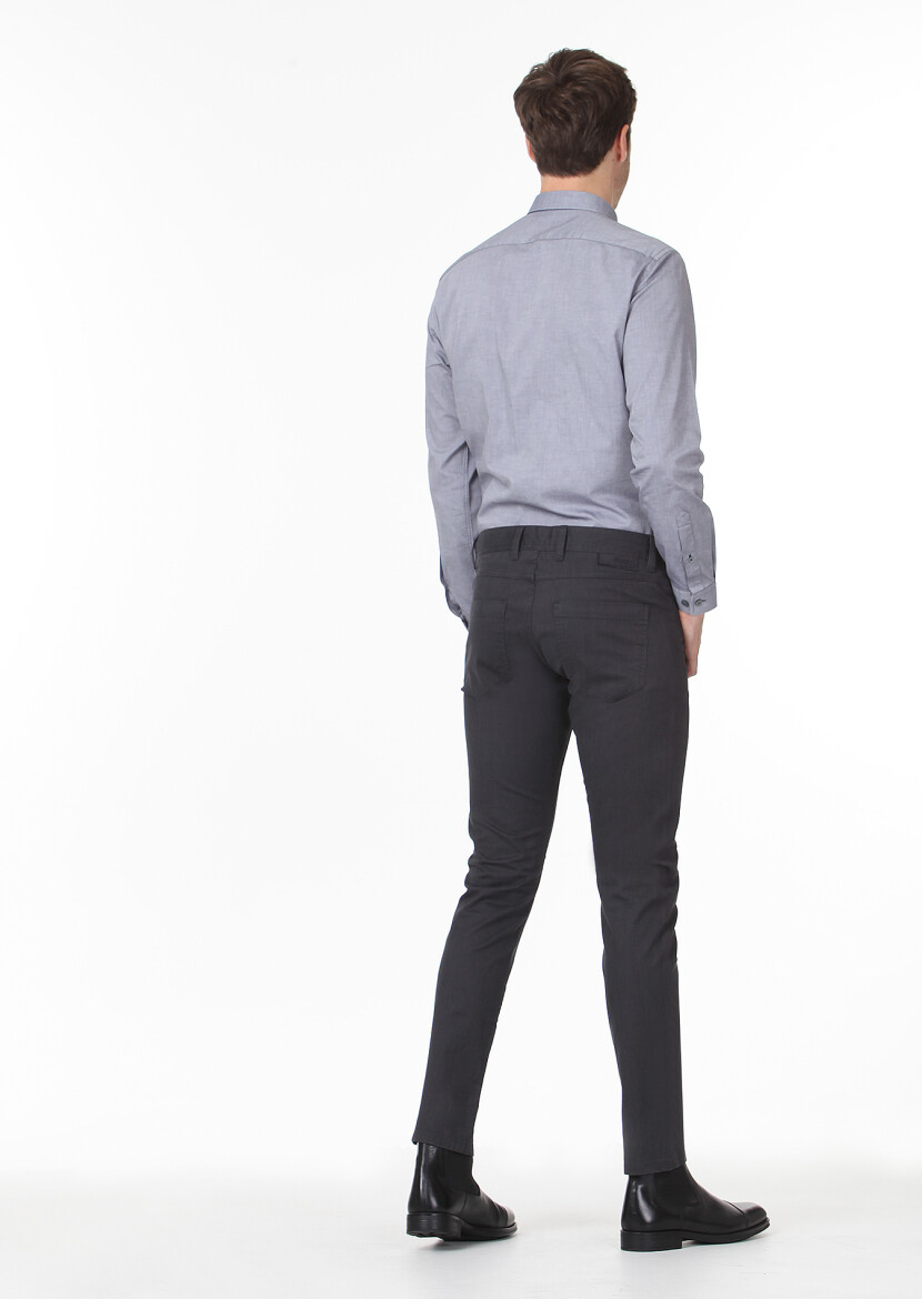 Hard Coal Weaving Slim Fit Casual Cotton Blended Trousers - 4