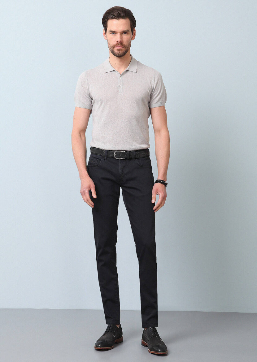 Hard Coal Weaving Slim Fit Casual Cotton Blended Trousers - 1