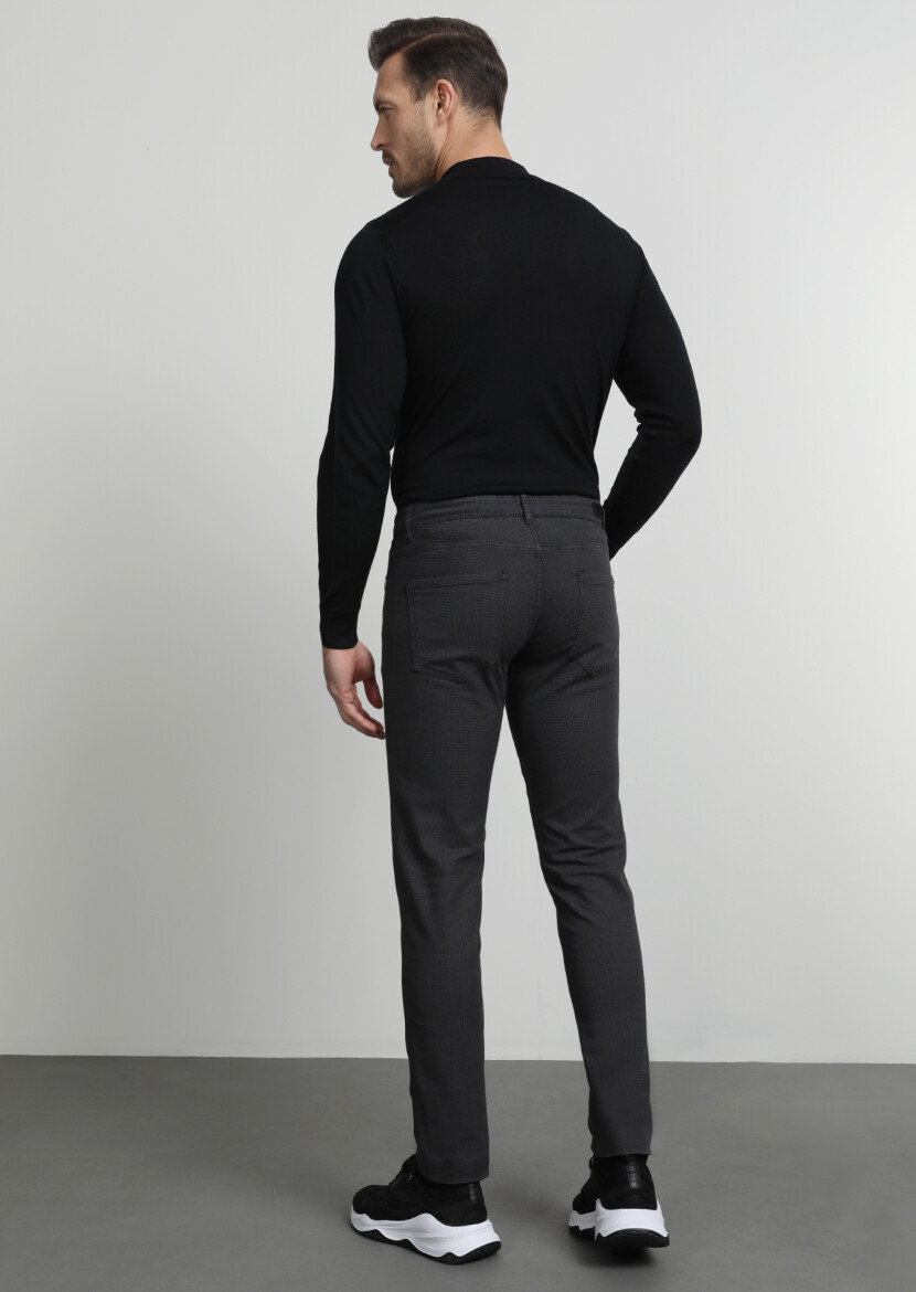 Hard Coal Weaving Slim Fit Casual Cotton Blended Trousers - 4