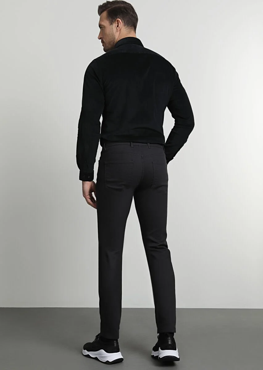 Hard Coal Weaving Slim Fit Casual Cotton Blended Trousers - 4