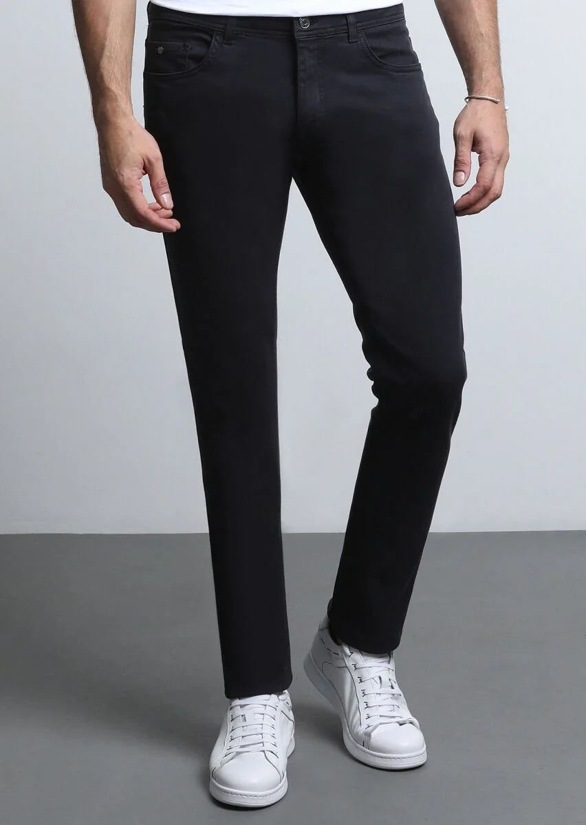 Hard Coal Weaving Slim Fit Casual Cotton Blended Trousers - 2