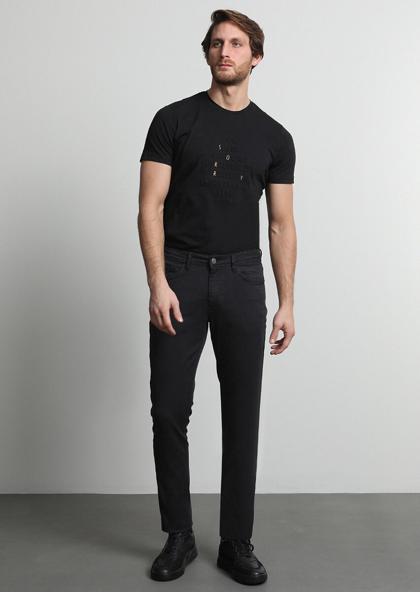 Hard Coal Weaving Slim Fit Casual Cotton Blended Trousers - 1