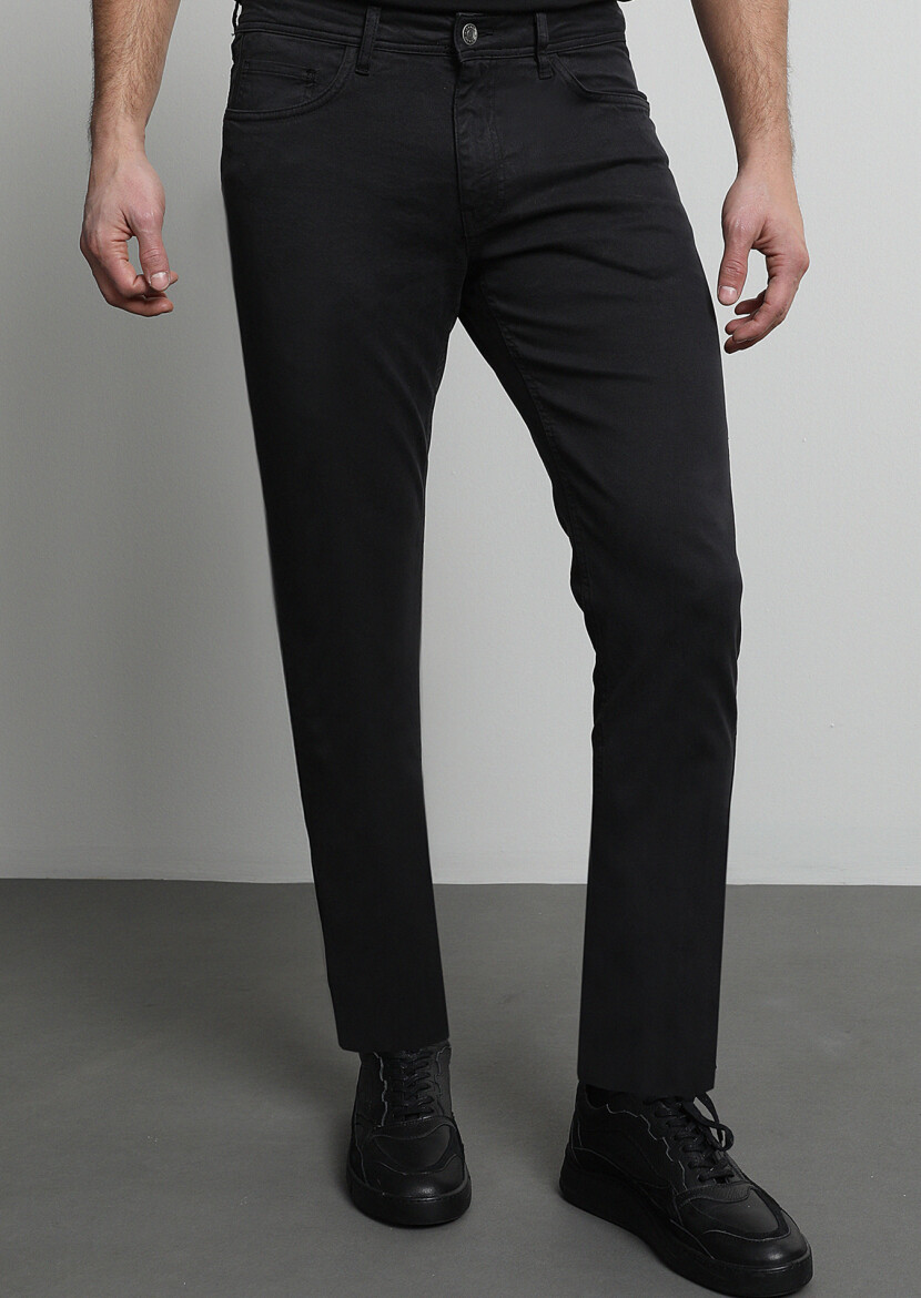 Hard Coal Weaving Slim Fit Casual Cotton Blended Trousers - 3