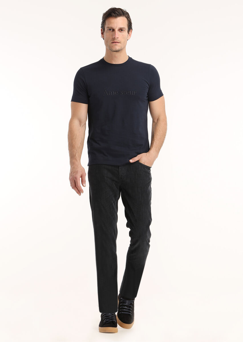 Hard Coal Weaving Slim Fit Casual Cotton Blended Trousers - 1