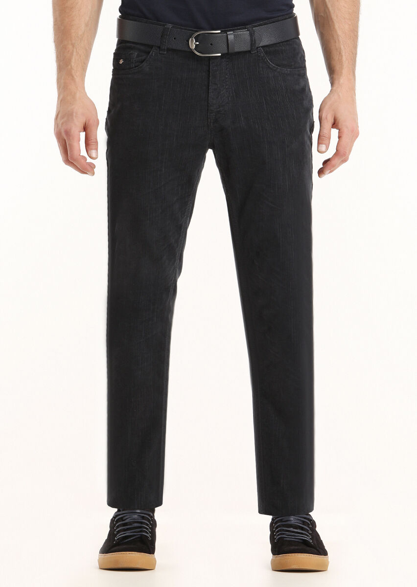 Hard Coal Weaving Slim Fit Casual Cotton Blended Trousers - 2