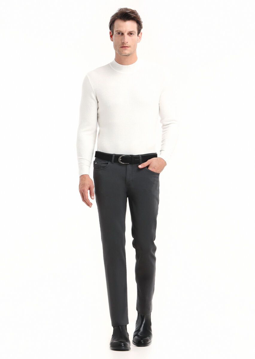 Hard Coal Weaving Slim Fit Casual Cotton Blended Trousers - 1