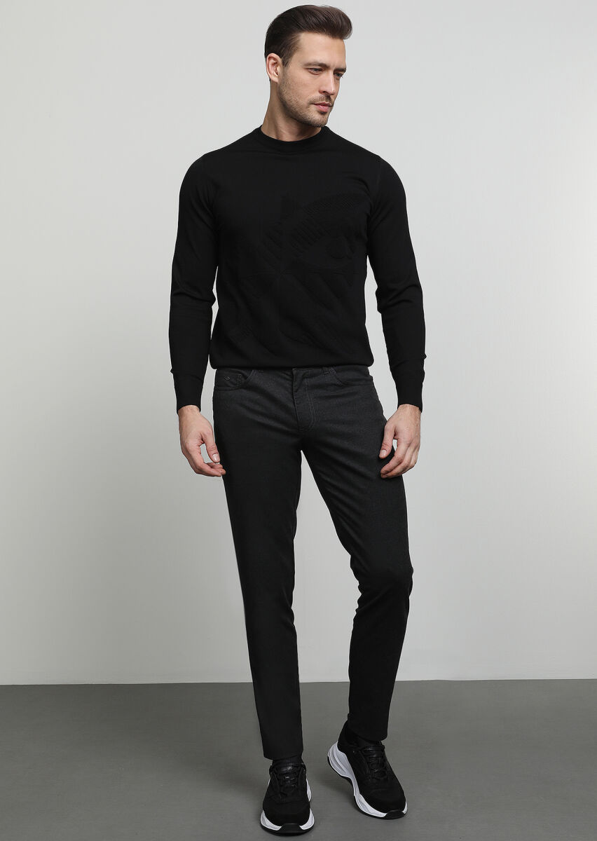 Hard Coal Weaving Slim Fit Casual Trousers - 1