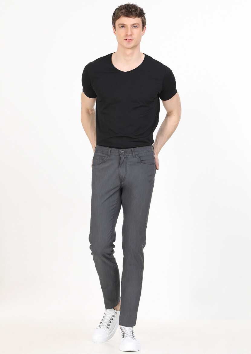 Hard Coal Weaving Slim Fit Casual Trousers - 1