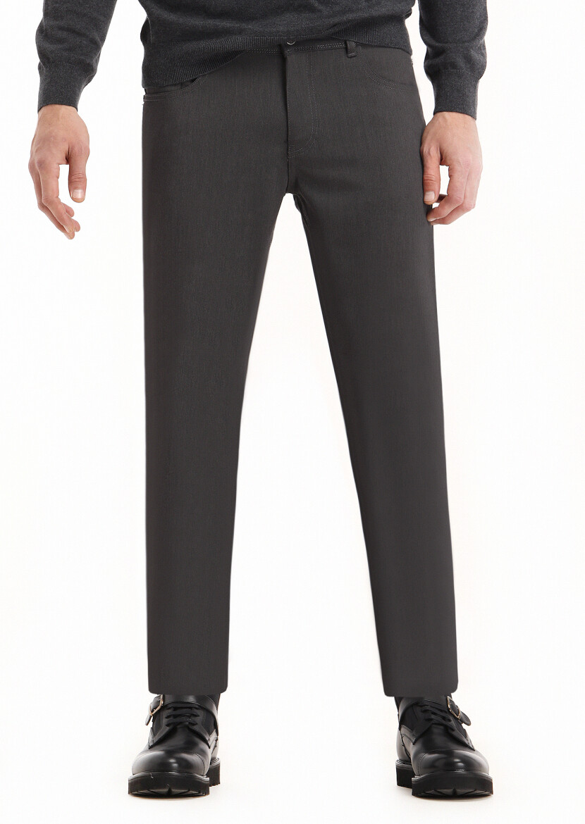 Hard Coal Weaving Slim Fit Casual Trousers 