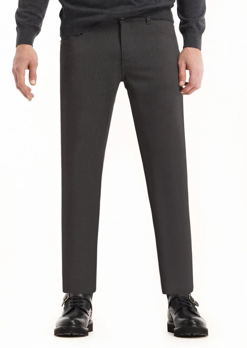 Hard Coal Weaving Slim Fit Casual Trousers 