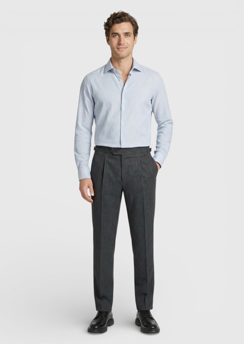 Hard Coal Weaving Slim Fit Casual Wool Blended Trousers - 1