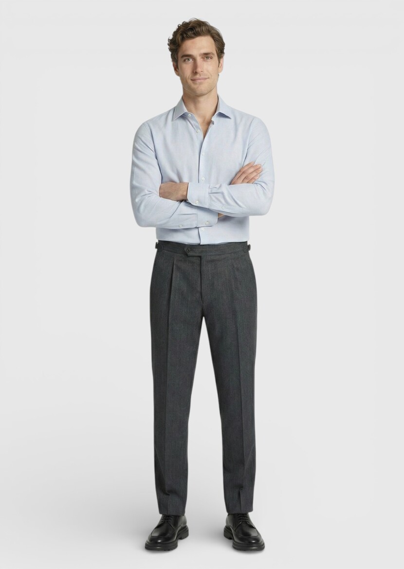 Hard Coal Weaving Slim Fit Casual Wool Blended Trousers - 2