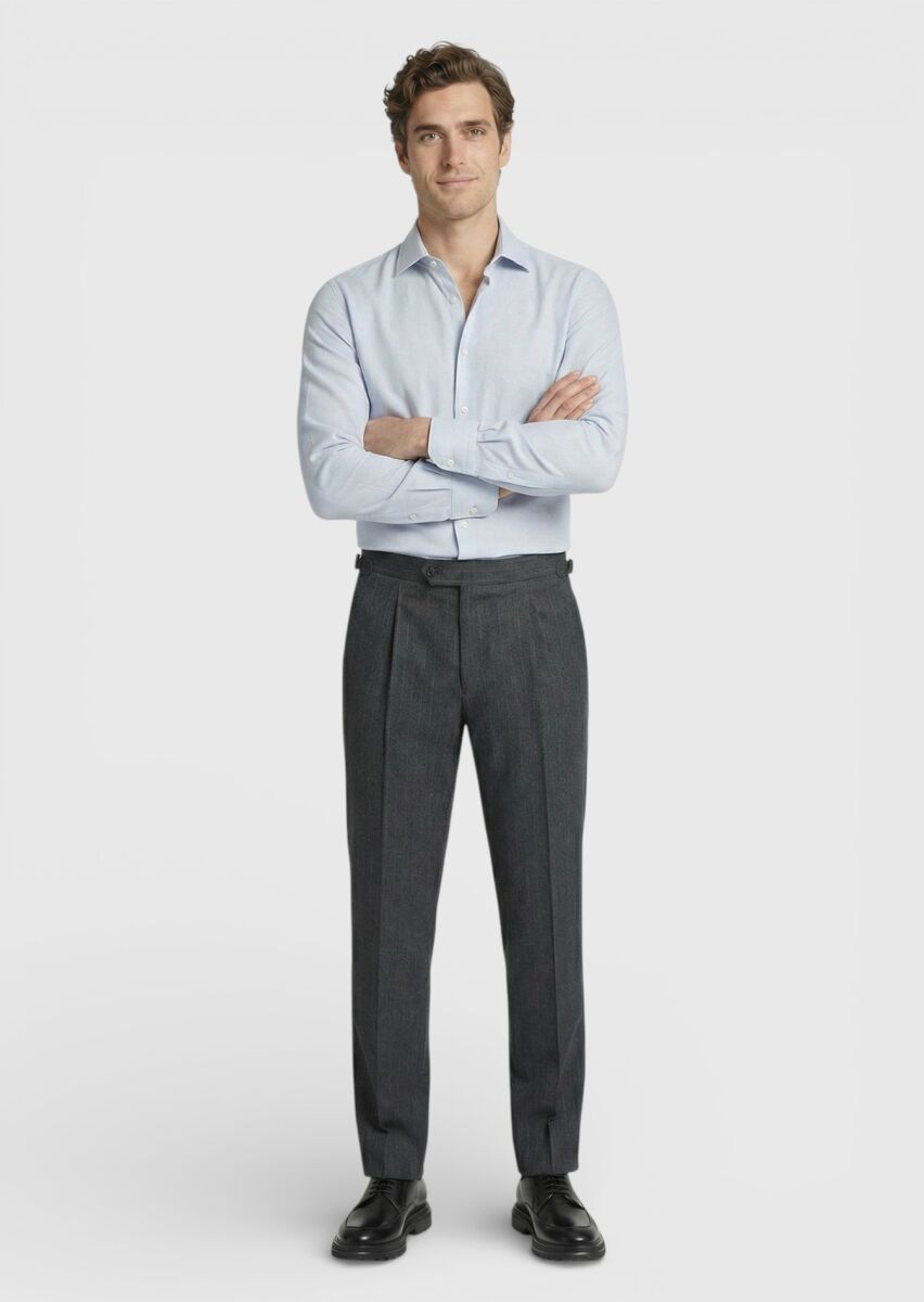 Hard Coal Weaving Slim Fit Casual Wool Blended Trousers - 2