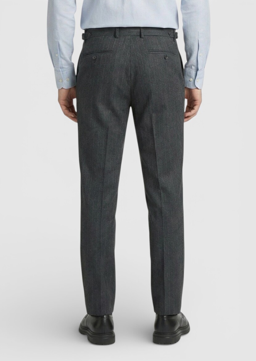 Hard Coal Weaving Slim Fit Casual Wool Blended Trousers - 4