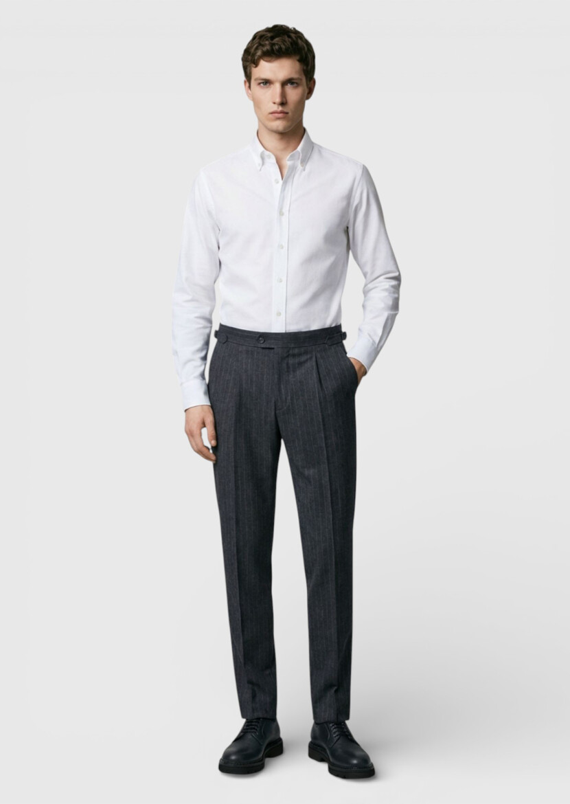 Hard Coal Weaving Slim Fit Casual Wool Blended Trousers - RAMSEY