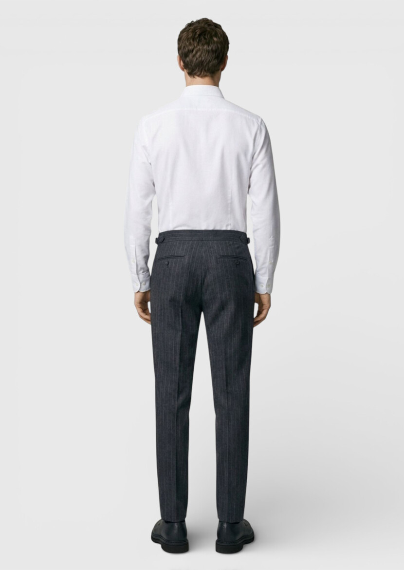 Hard Coal Weaving Slim Fit Casual Wool Blended Trousers - 4