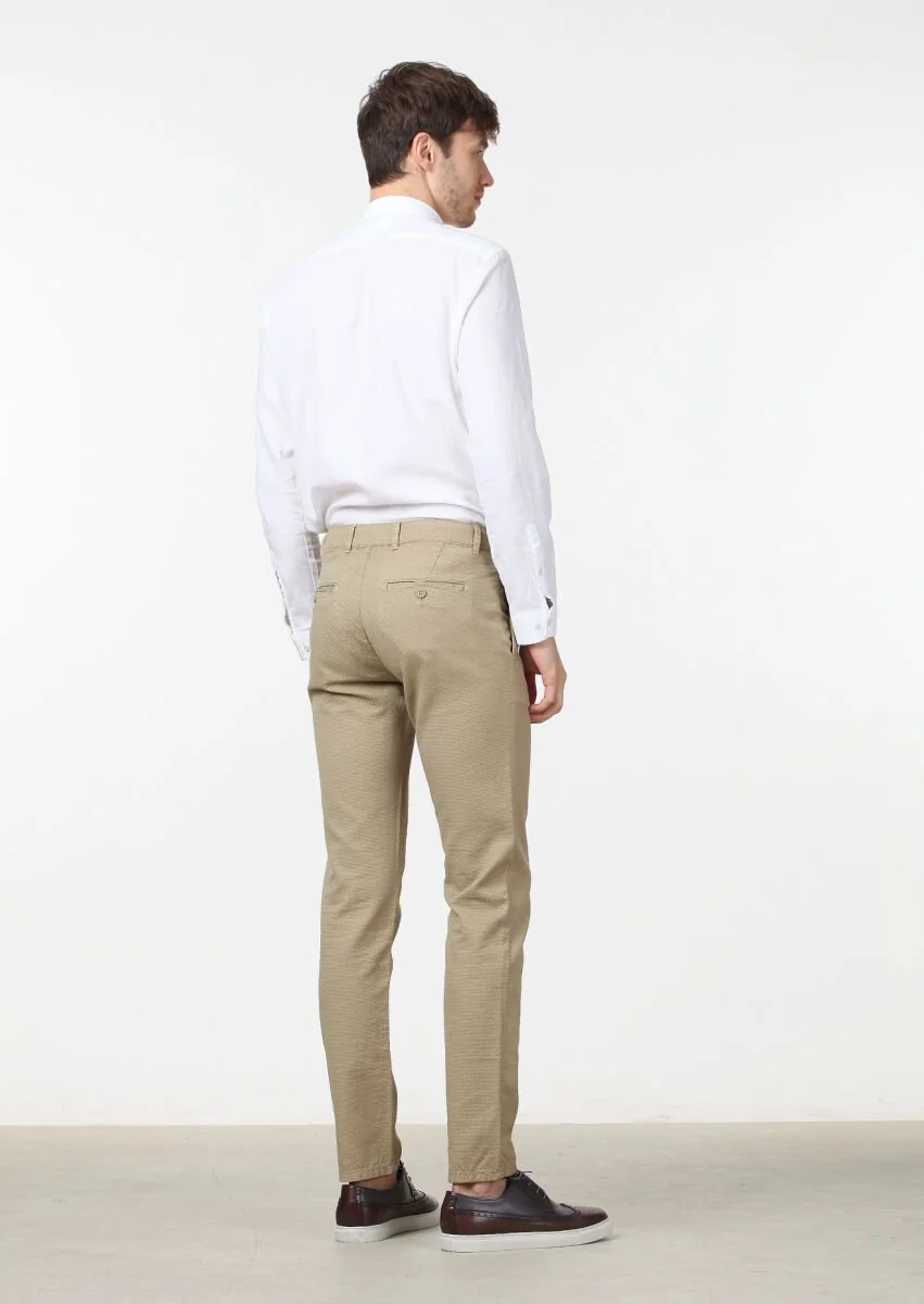 Hardal Düz Dokuma Regular Fit Casual Pamuk Karışımlı Pantolon - 4