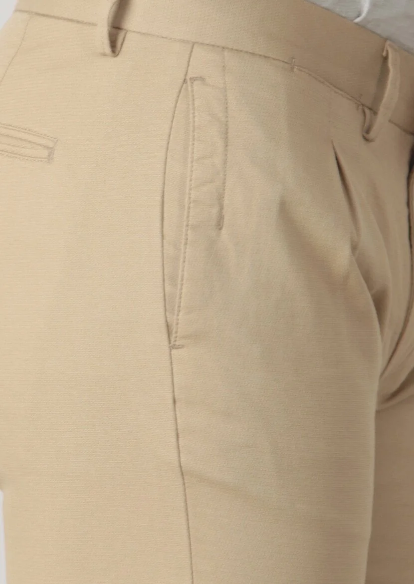 Hardal Düz Dokuma Slim Fit Casual Pamuk Karışımlı Pantolon - 3
