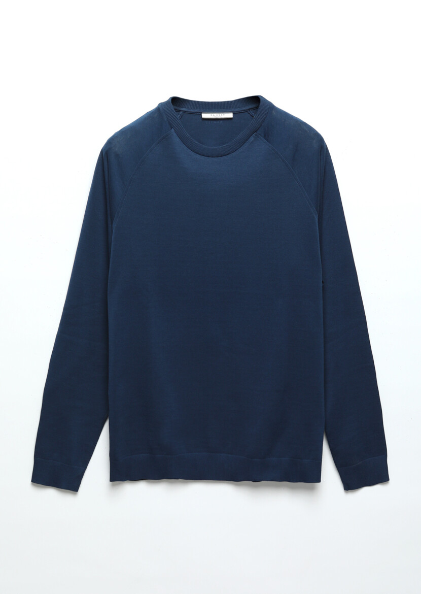 Indigo Crew Neck Plain Sweatshirt - 7