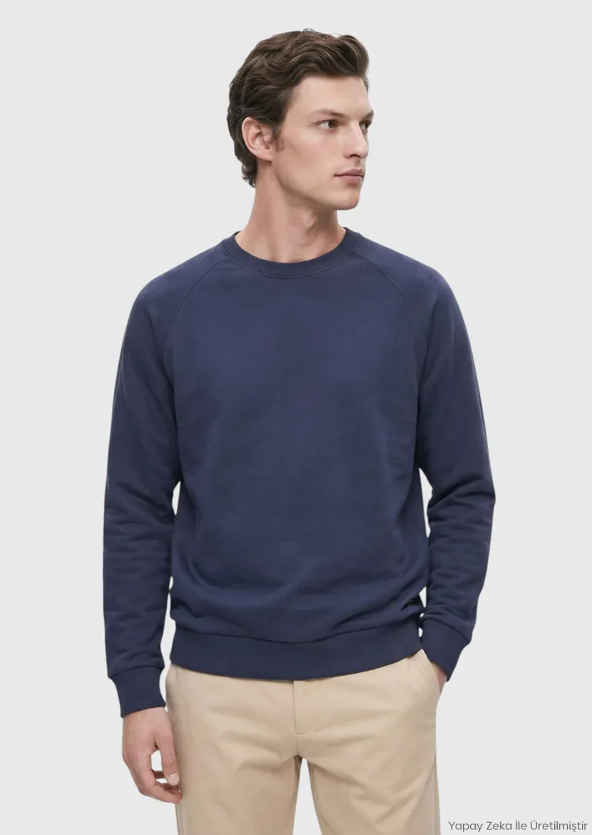 Indigo Crew Neck Plain Sweatshirt 