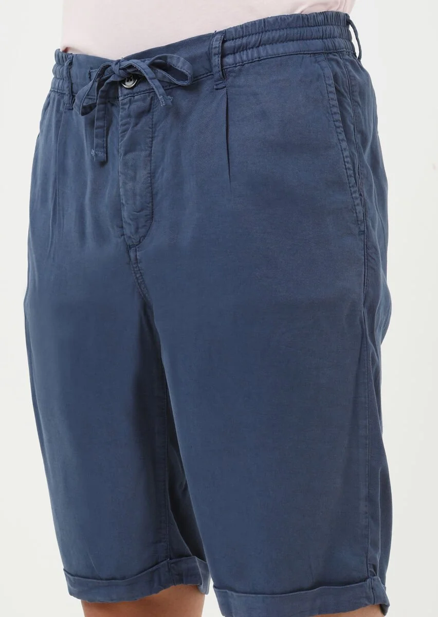 İndigo Düz Dokuma Jogging Fit Casual Bermuda - 2