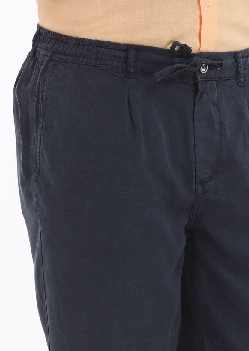 İndigo Düz Dokuma Jogging Fit Casual Bermuda - 3