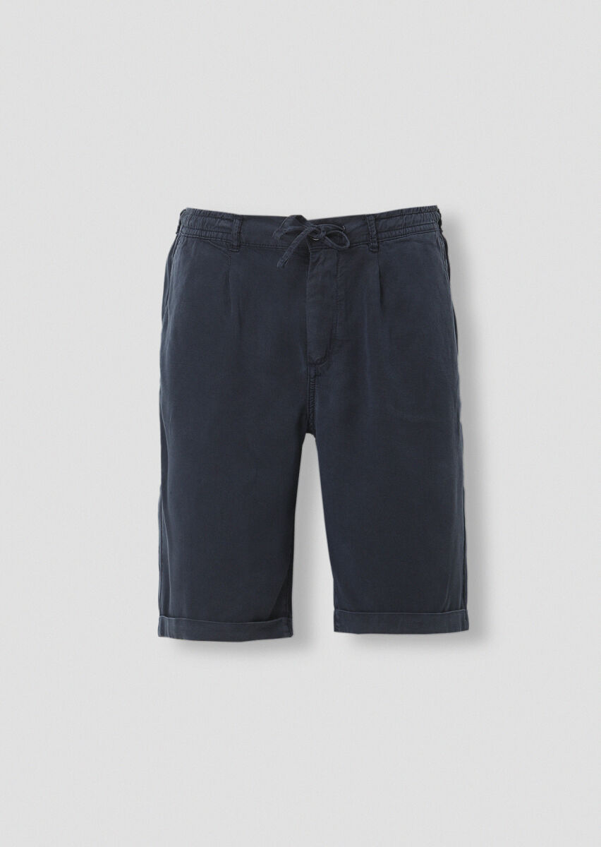 İndigo Düz Dokuma Jogging Fit Casual Bermuda - 5