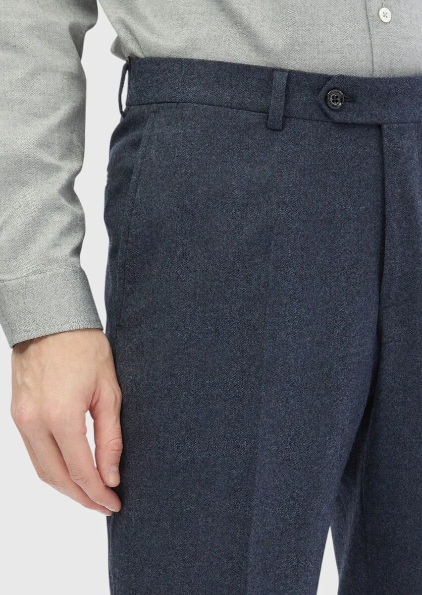 İndigo Düz Kumaş Regular Fit Klasik %100 Yün Pantolon - 3