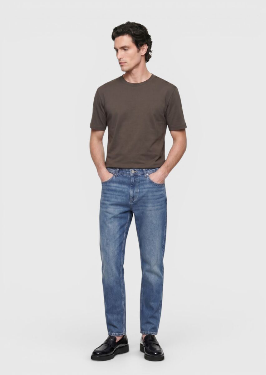 İndigo Regular Fit Denim Pamuk Karışımlı Pantolon - 1