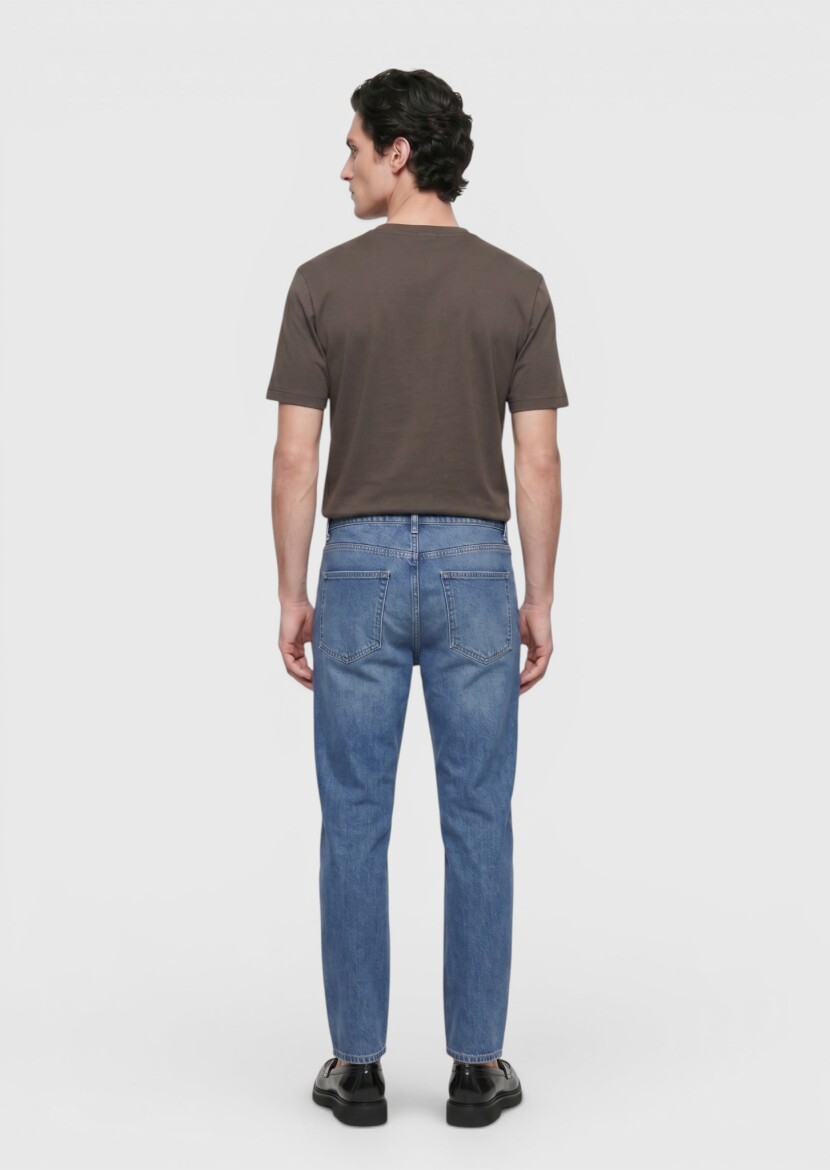 İndigo Regular Fit Denim Pamuk Karışımlı Pantolon - 4