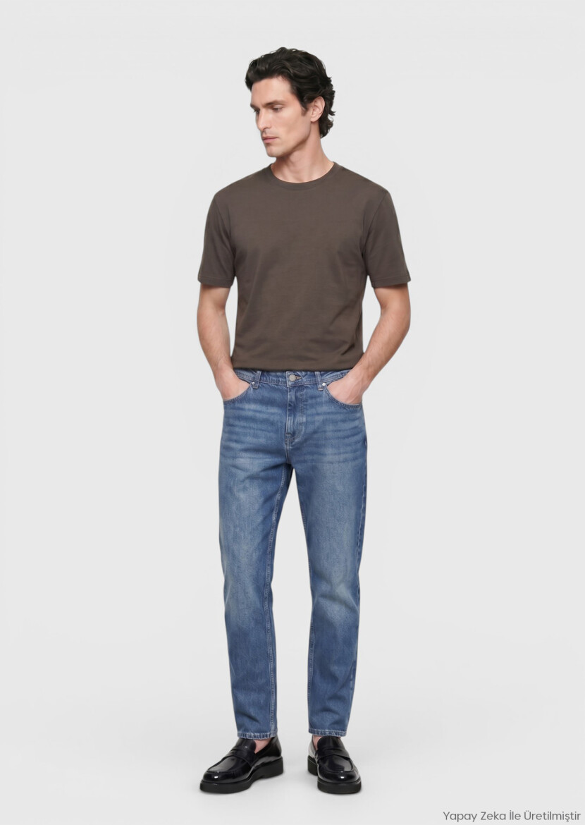 İndigo Regular Fit Denim Pamuk Karışımlı Pantolon - RAMSEY