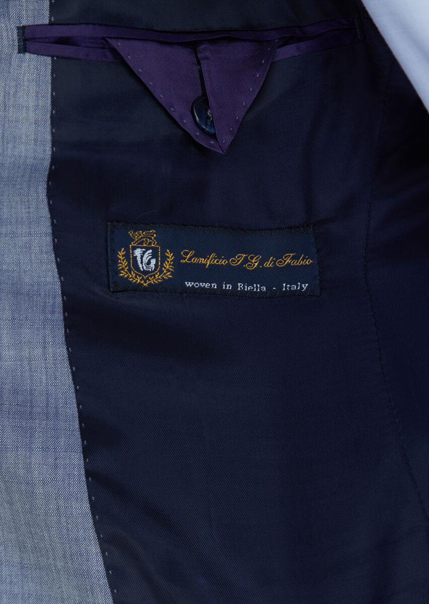 İndigo Düz Zeroweight Slim Fit %100 Yün Takım Elbise - 5