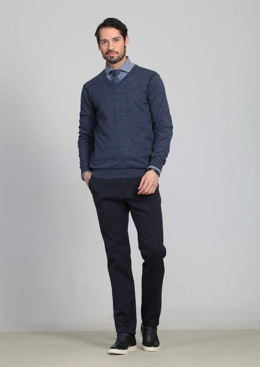 Indigo Knitwear Sweatshirt - 1