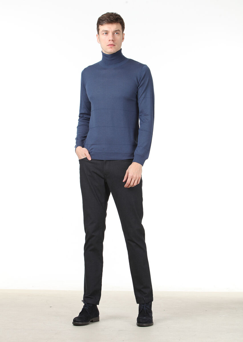 Indigo Knitwear Sweatshirt - 3