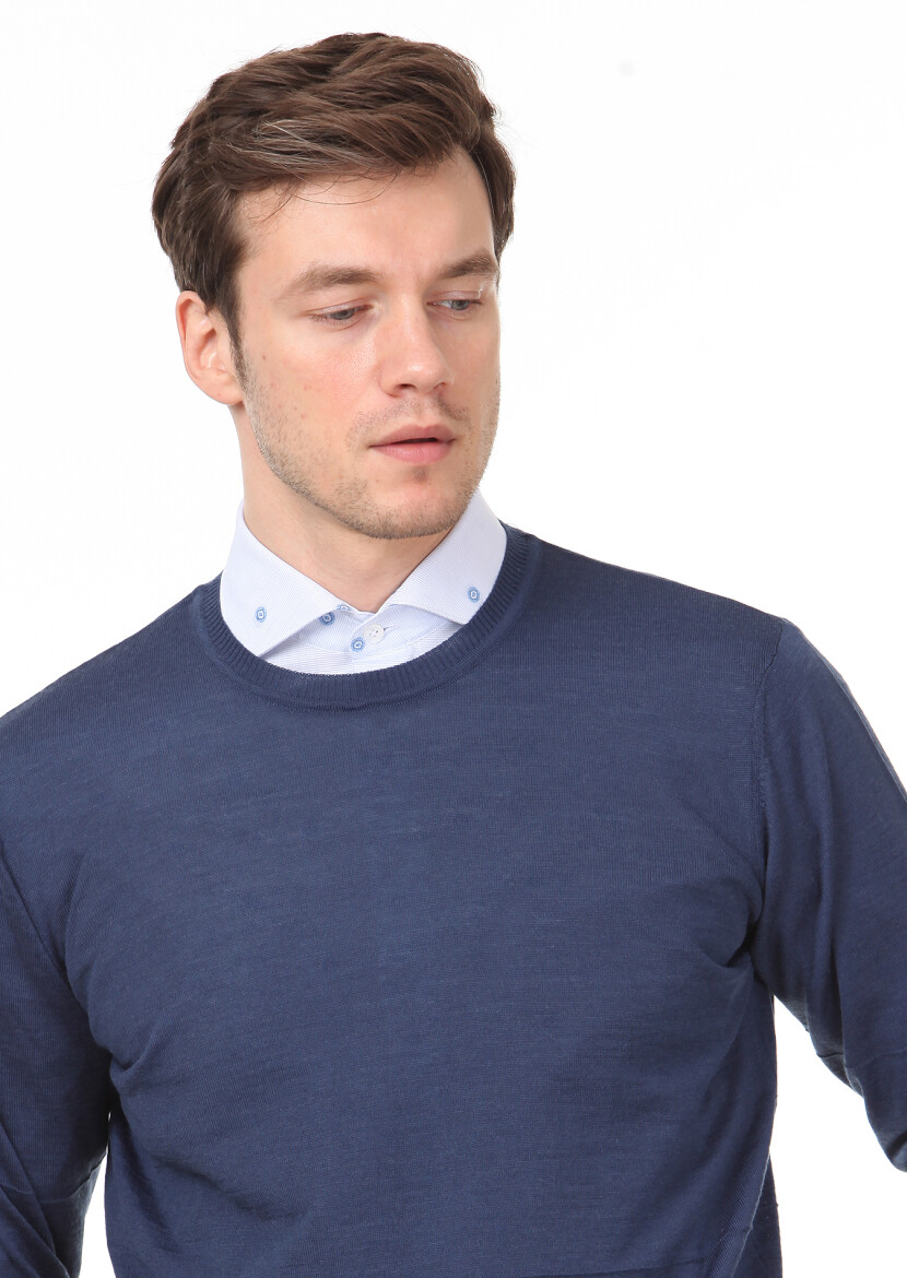 Indigo Knitwear Sweatshirt - 3
