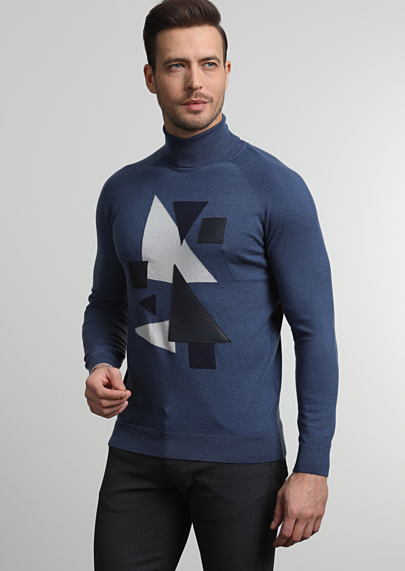 Indigo Knitwear Sweatshirt - 1