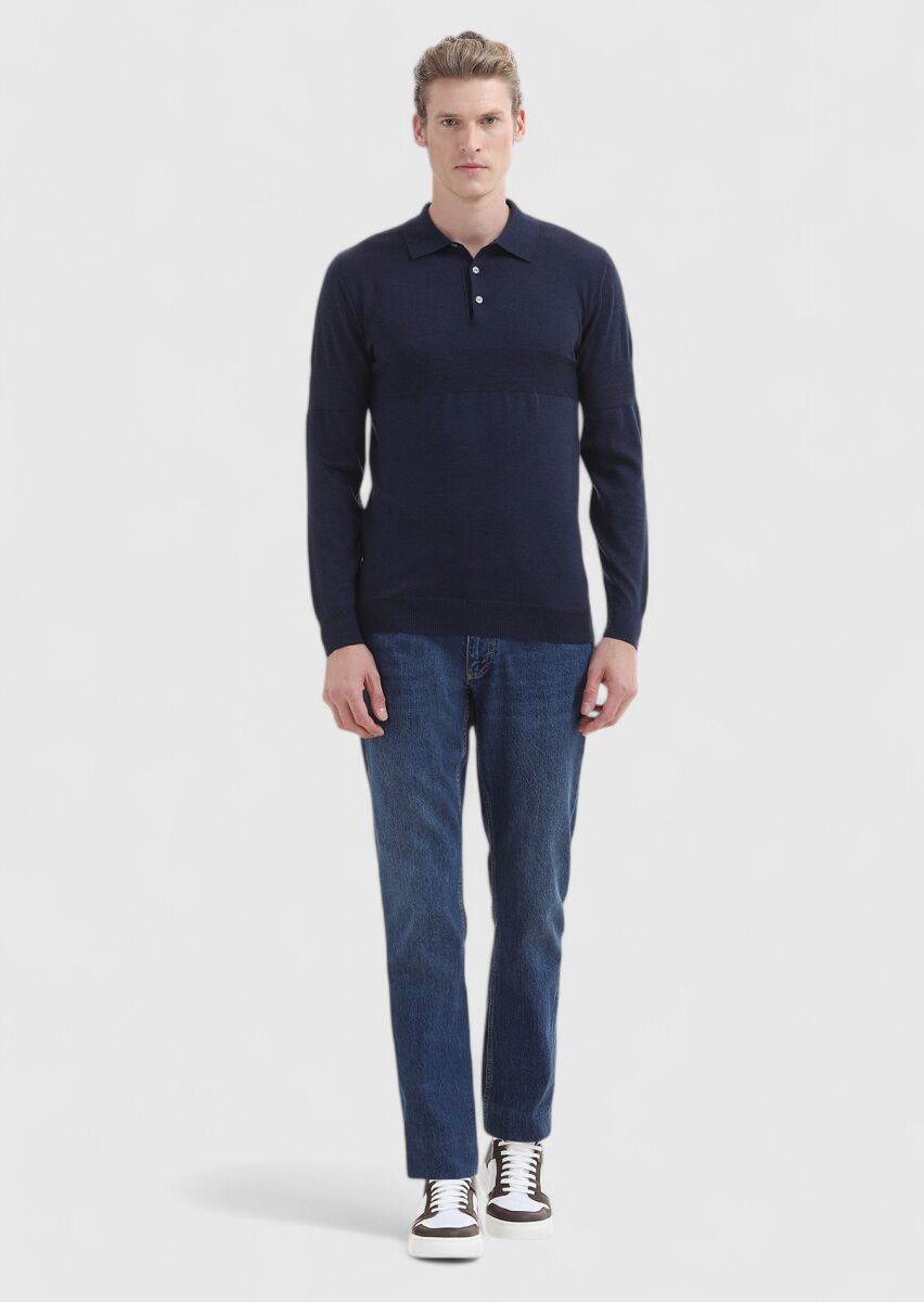 Indigo Knitwear Sweatshirt - 1