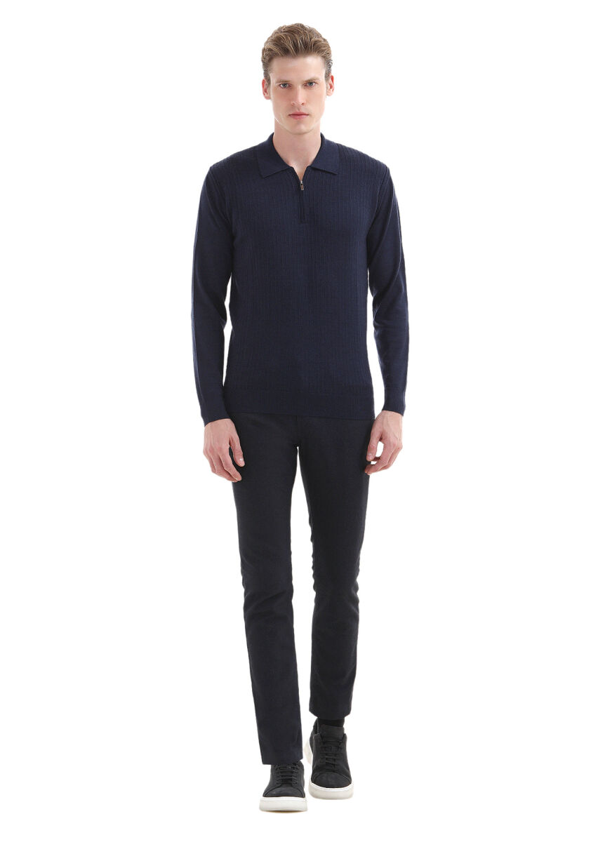 Indigo Knitwear Sweatshirt - 1