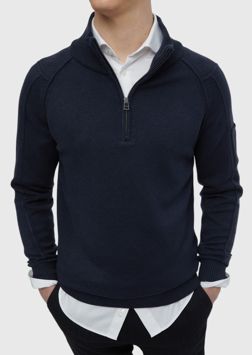 Indigo Knitwear Sweatshirt - 3