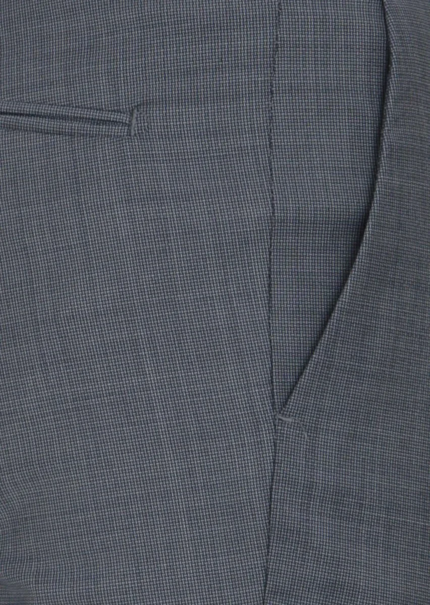 Indigo Material Modern Fit Classical Wool Blended Trousers - 3