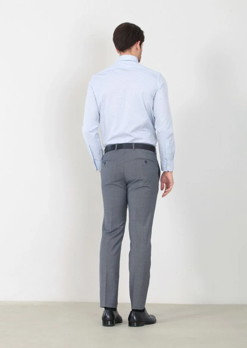Indigo Material Modern Fit Classical Wool Blended Trousers - 4