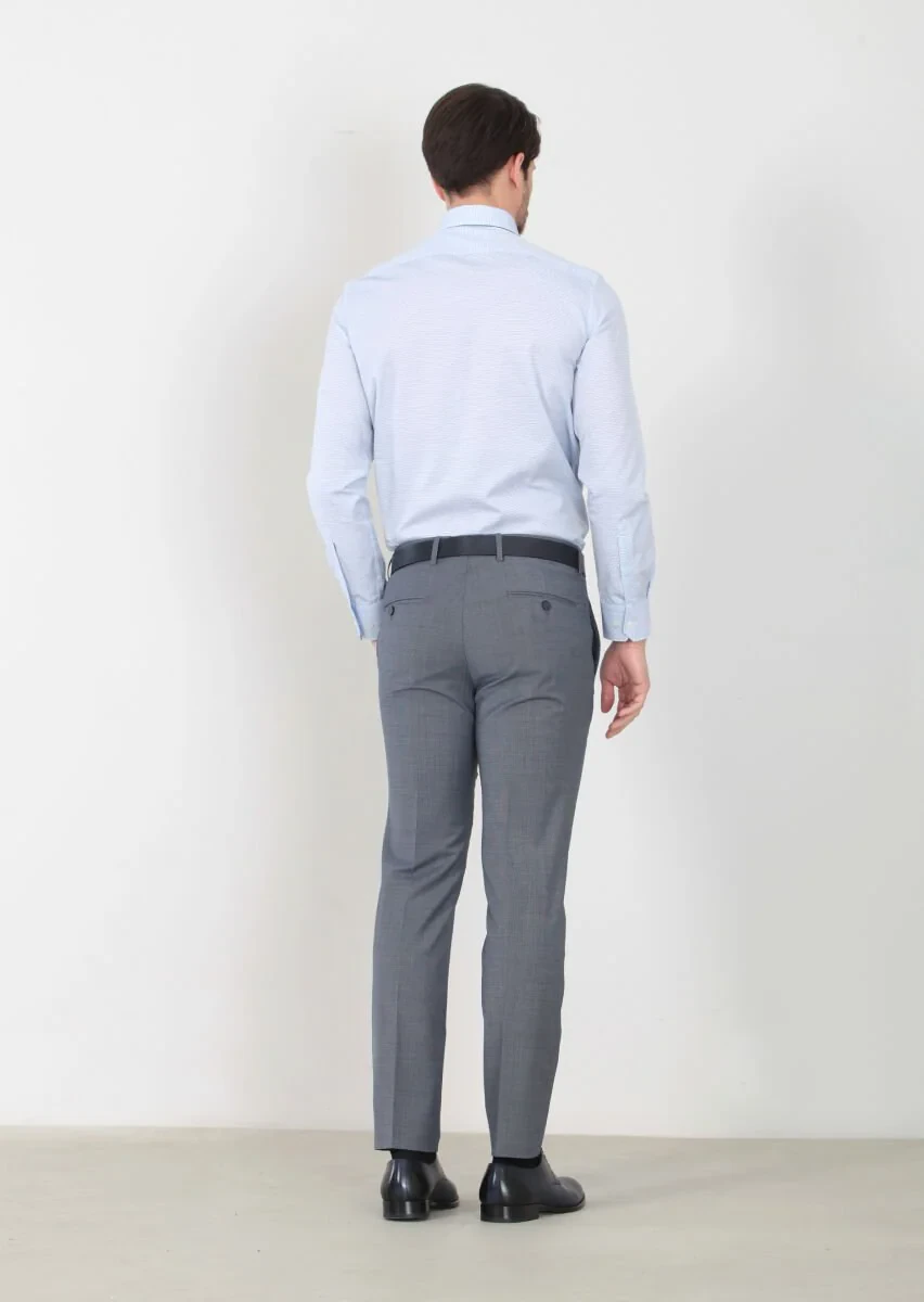 Indigo Material Modern Fit Classical Wool Blended Trousers - 4