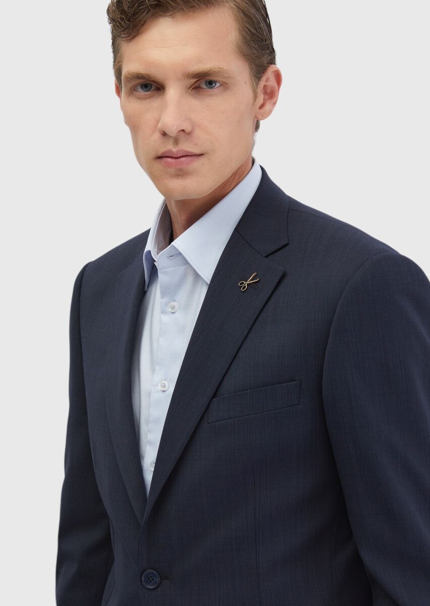 Indigo Micro Modern Fit Wool Blended Suit - 3