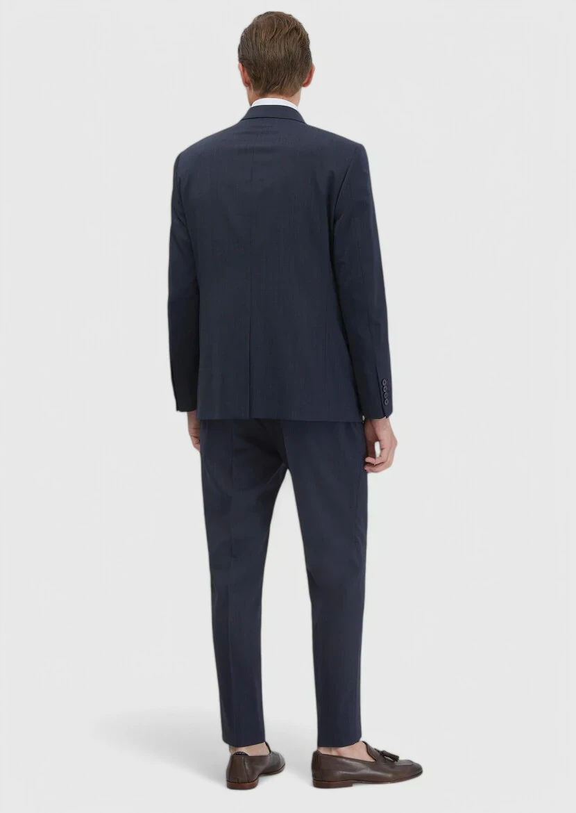 Indigo Micro Modern Fit Wool Blended Suit - 6