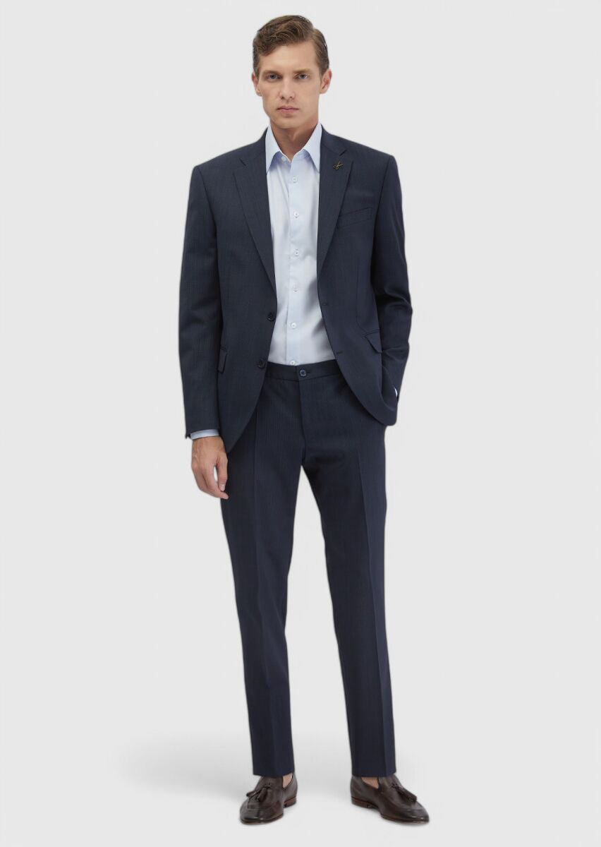 Indigo Micro Modern Fit Wool Blended Suit - 2